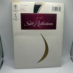 Hanes Silk‎ Reflections 718 AB Barely Black Silky Sheer Control Top Pantyhose